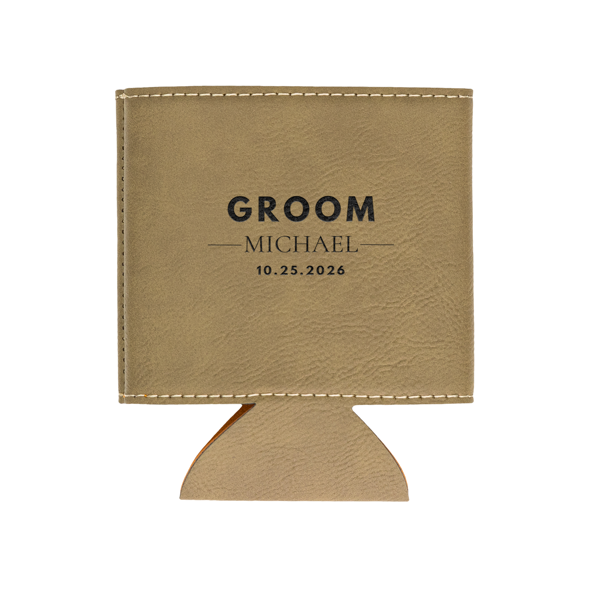 Bachelor Party Gift Personalized Can Cooler Engraved Leatherette Sleeve Custom Groomsmen Present Wedding Party Favor Best Man Gift Idea Laser Engraved Name Initials Date Practical Keepsake Drink Holder Essential Rustic Style Accessory Cold