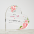 Flower Girl Gift Acrylic Plaque, Flower Girl Thank You Gift, Wedding Keepsake for Flower Girl, Pink Floral Heart Plaque, Gift from Bride and Groom