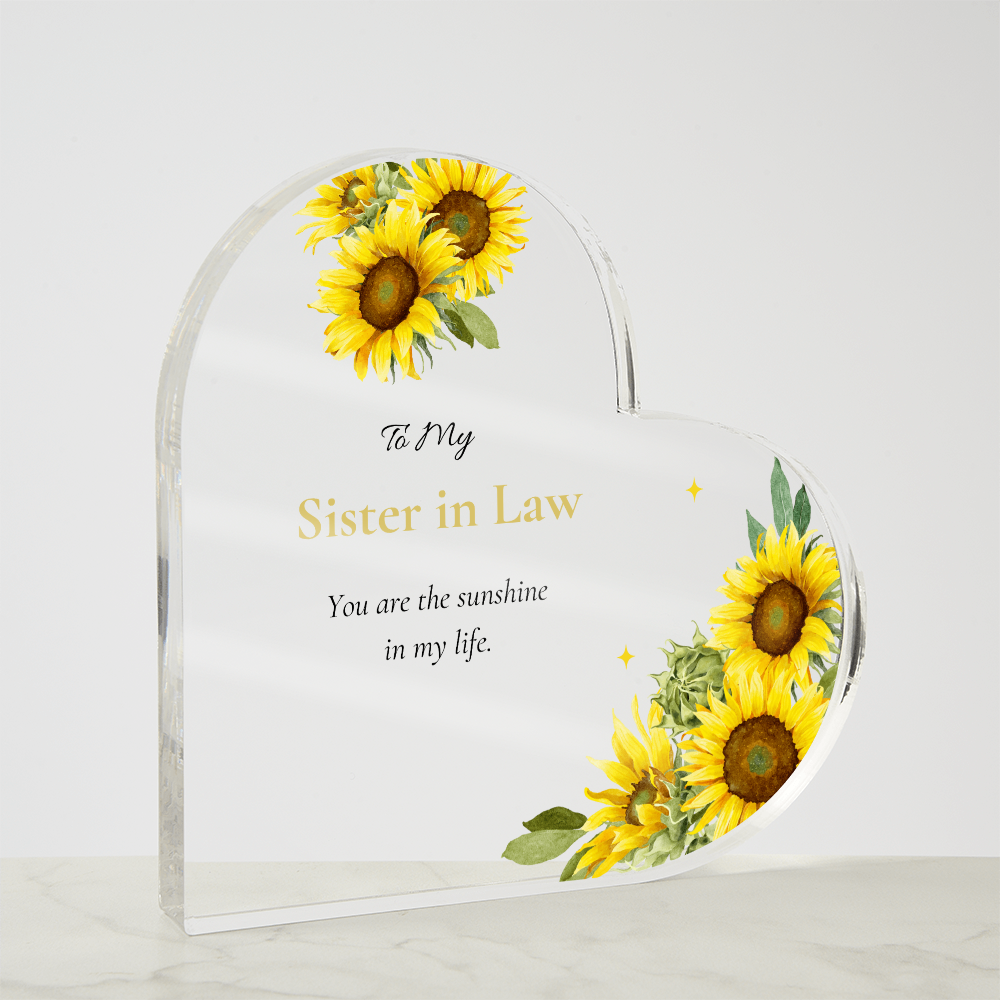To My Sister in Law – You Are My Sunshine | Sunflower Acrylic Keepsake Gift