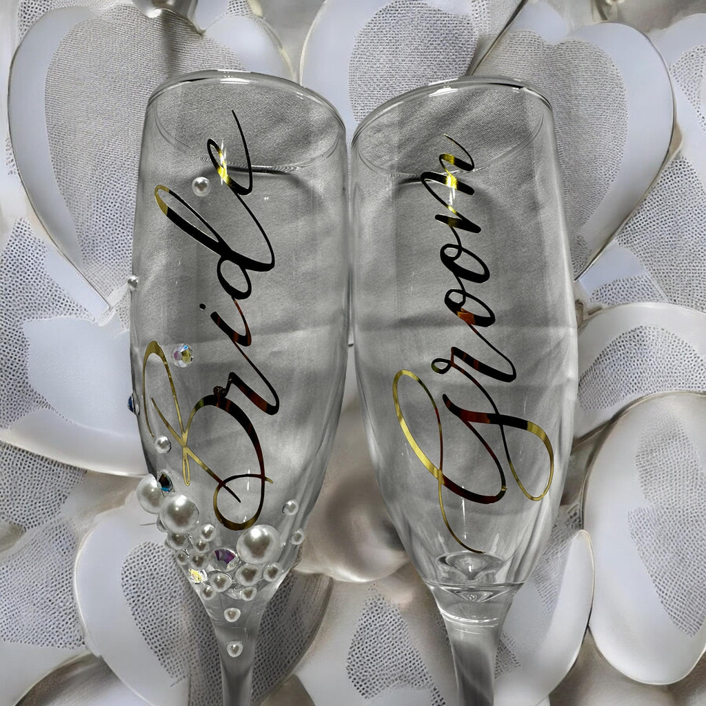Wedding Toast Glass Set Bride Groom Glass set Engagement Gifts Couple Toasting Glasses Newlywed Champagne Flute Prosecco Goblet Reception