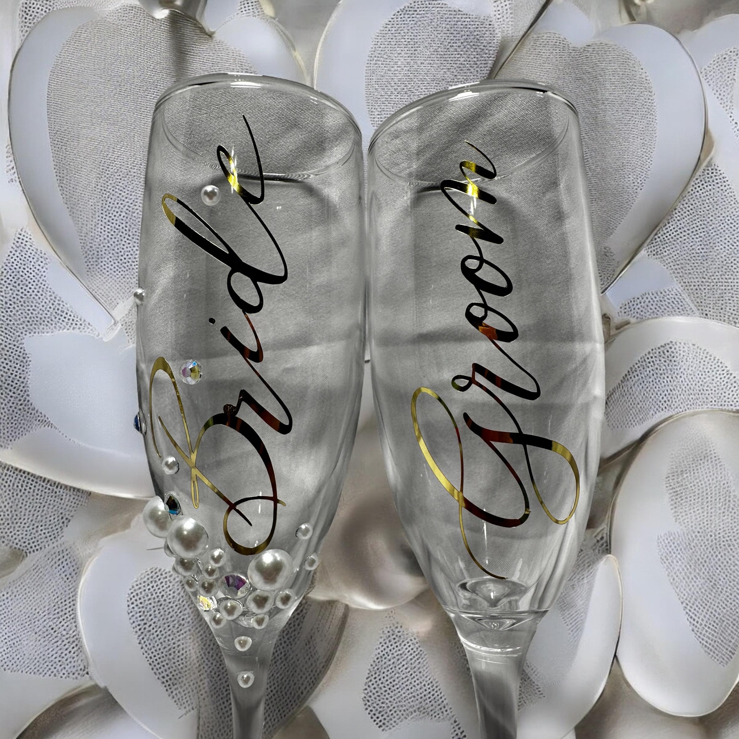Wedding Toast Glass Set Bride Groom Glass set Engagement Gifts Couple Toasting Glasses Newlywed Champagne Flute Prosecco Goblet Reception