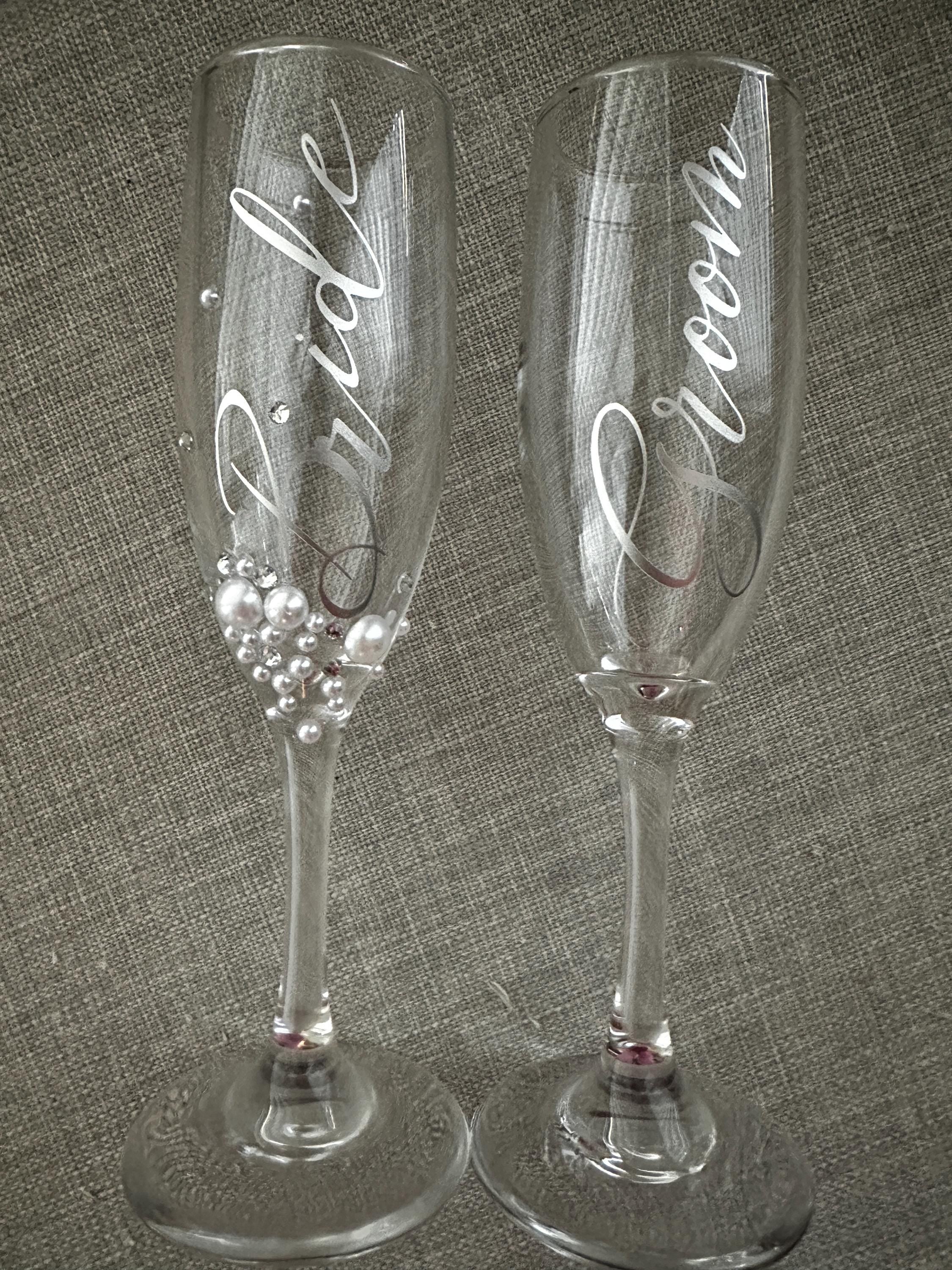Wedding Toast Glass Set Bride Groom Glass set Engagement Gifts Couple Toasting Glasses Newlywed Champagne Flute Prosecco Goblet Reception