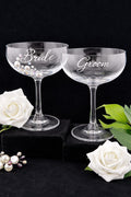 Bride & Groom Champagne Coupe Glass Set – Wedding Toast Glasses  Set of 2  Wedding Gift for Couple under 40.00  Wedding Glasses