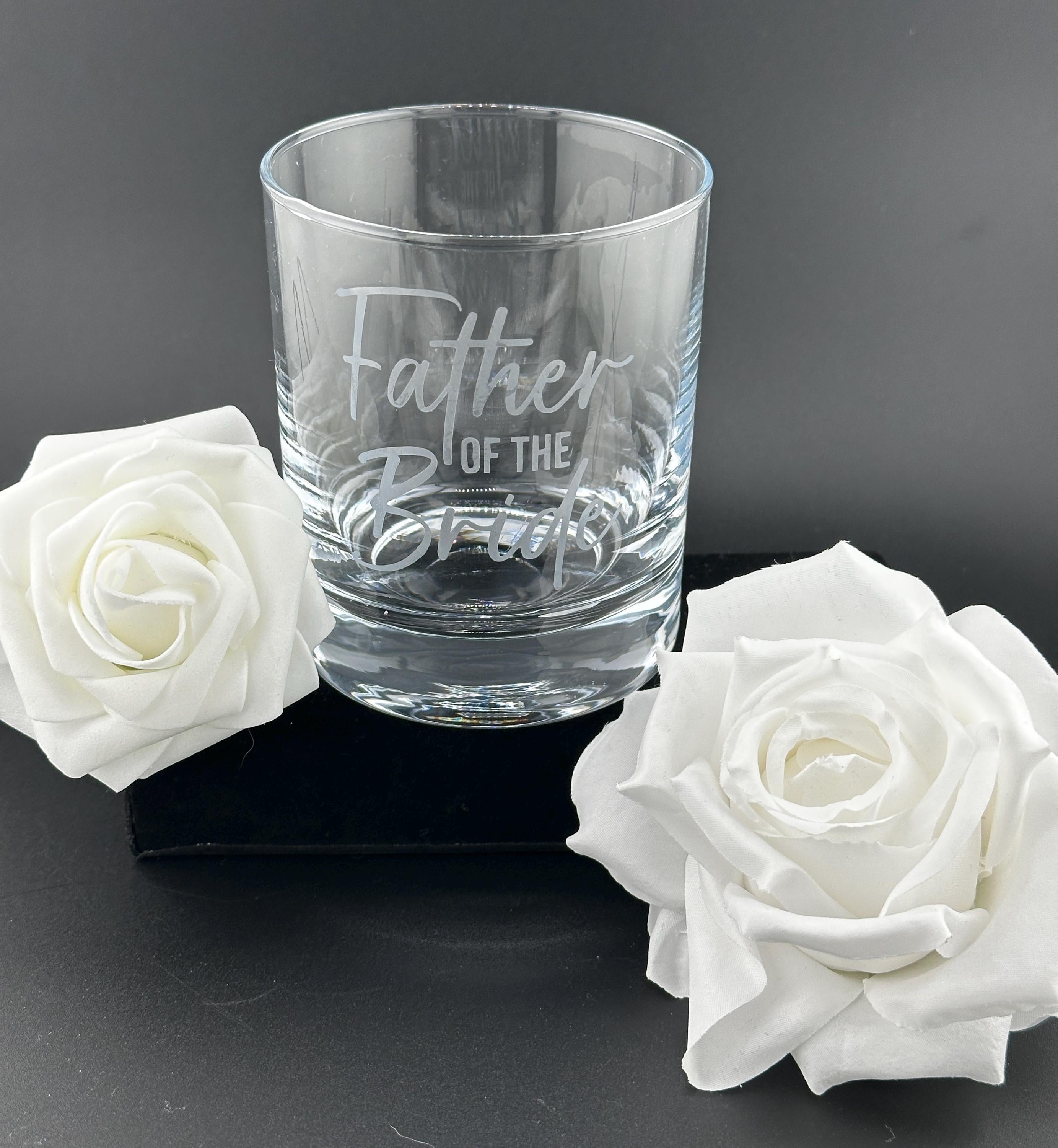 Father of the Bride Whiskey Glass Gift Engraved Keepsake Personalized Drinkware Present Ceremony Toast Memento Custom Rocks Tumbler Fob Gift