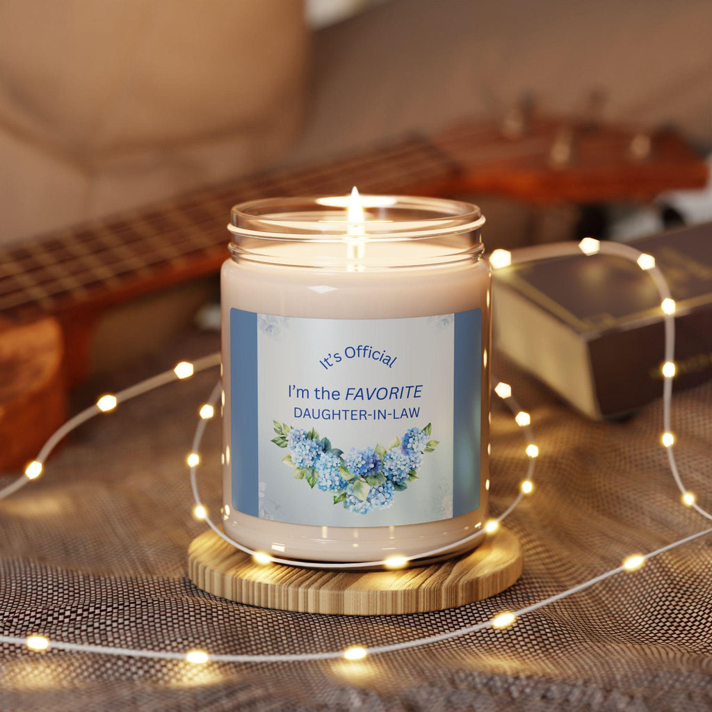 Favorite Daughter In Law Gift Idea Soy Candle DIL Present Appreciation Scented Jar Glass Home Fragrance Vegan Wax Clean Floral Hydrangea