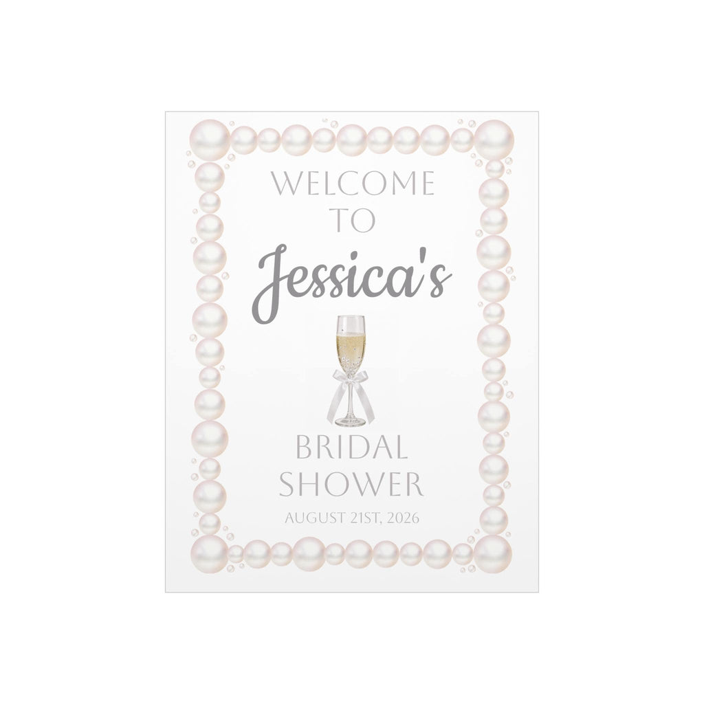 Pearl Bridal Shower Welcome Sign Foam Board Champagne Theme Poster Reception Signage Bride Celebration Backdrop Entrance Display Prosecco