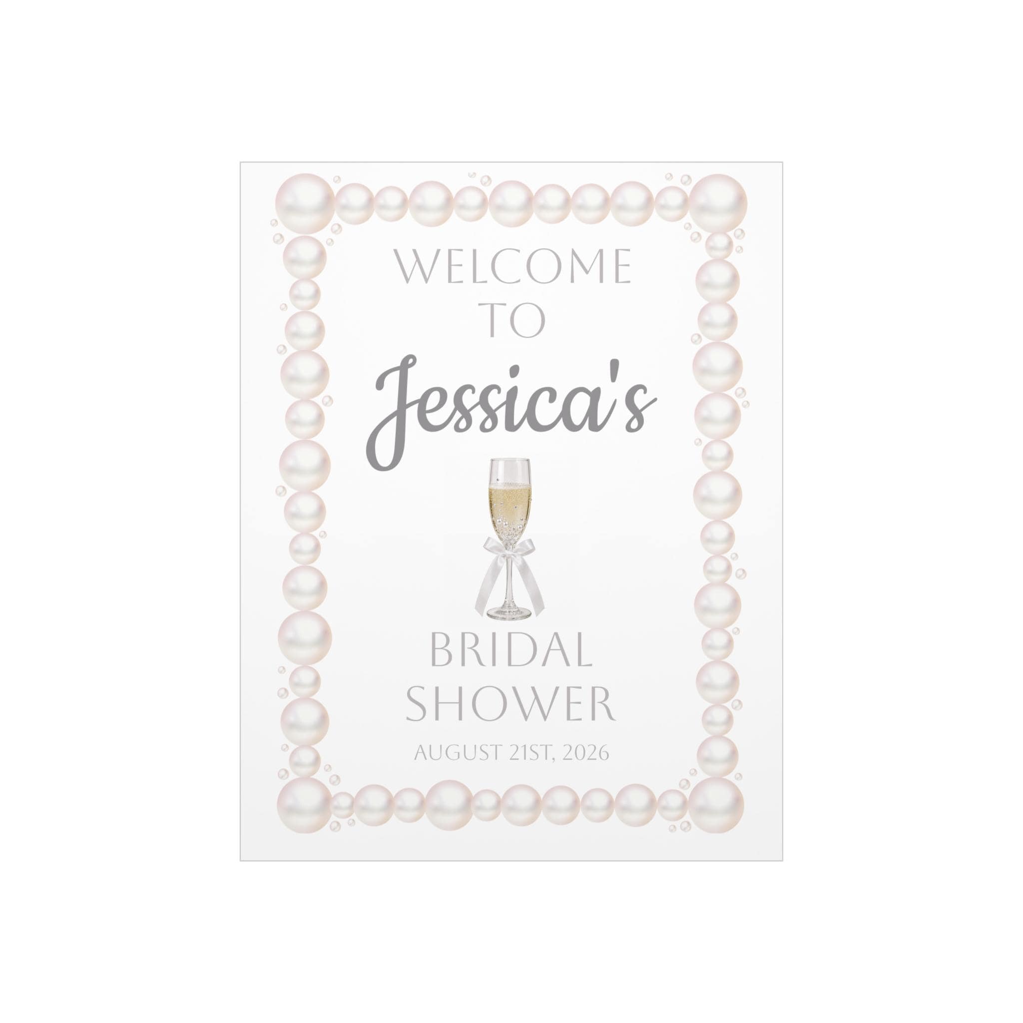 Pearl Bridal Shower Welcome Sign Foam Board Champagne Theme Poster Reception Signage Bride Celebration Backdrop Entrance Display Prosecco