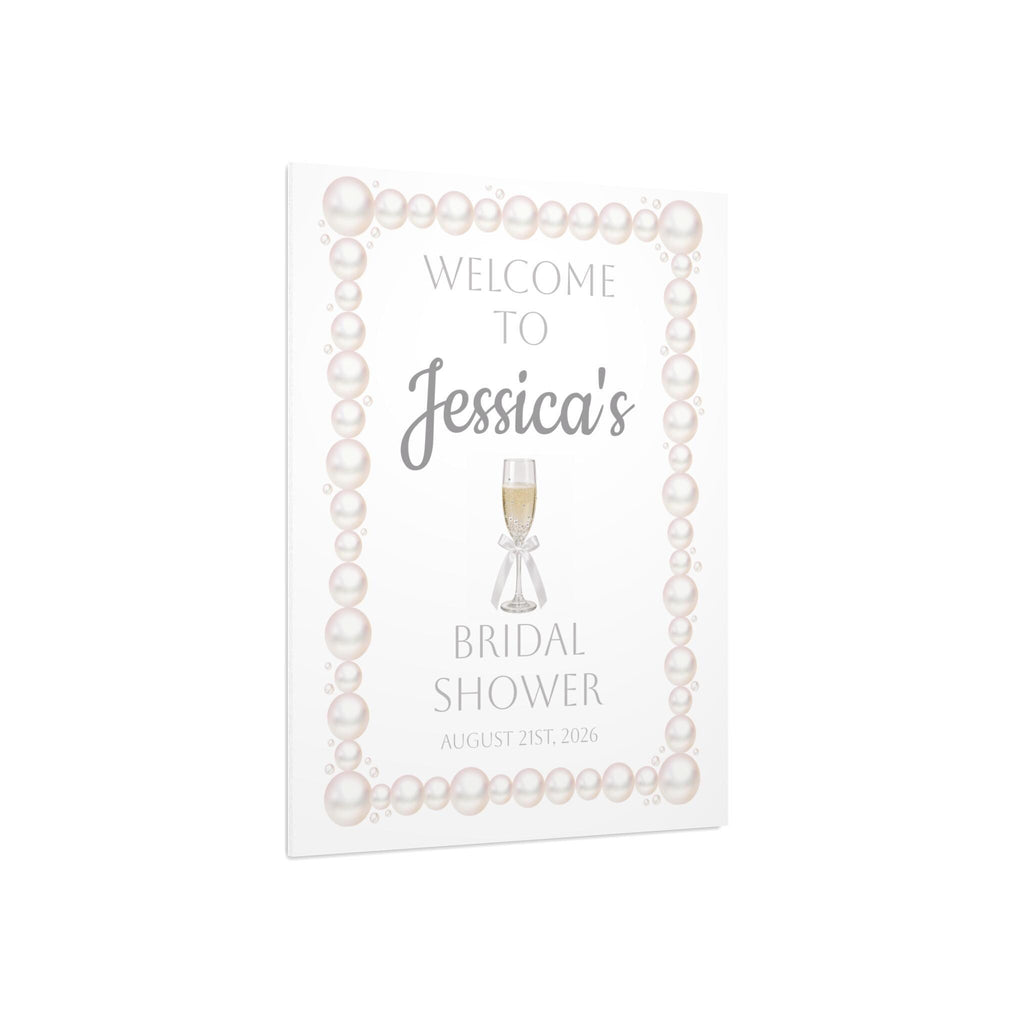 Pearl Bridal Shower Welcome Sign Foam Board Champagne Theme Poster Reception Signage Bride Celebration Backdrop Entrance Display Prosecco