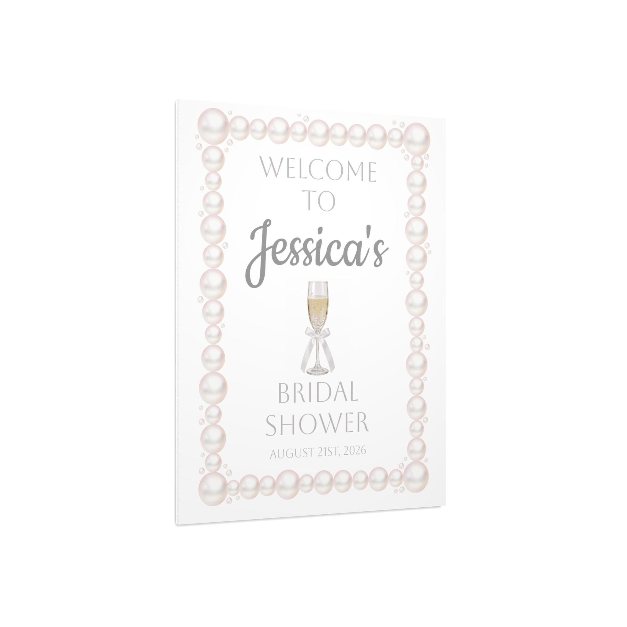 Pearl Bridal Shower Welcome Sign Foam Board Champagne Theme Poster Reception Signage Bride Celebration Backdrop Entrance Display Prosecco