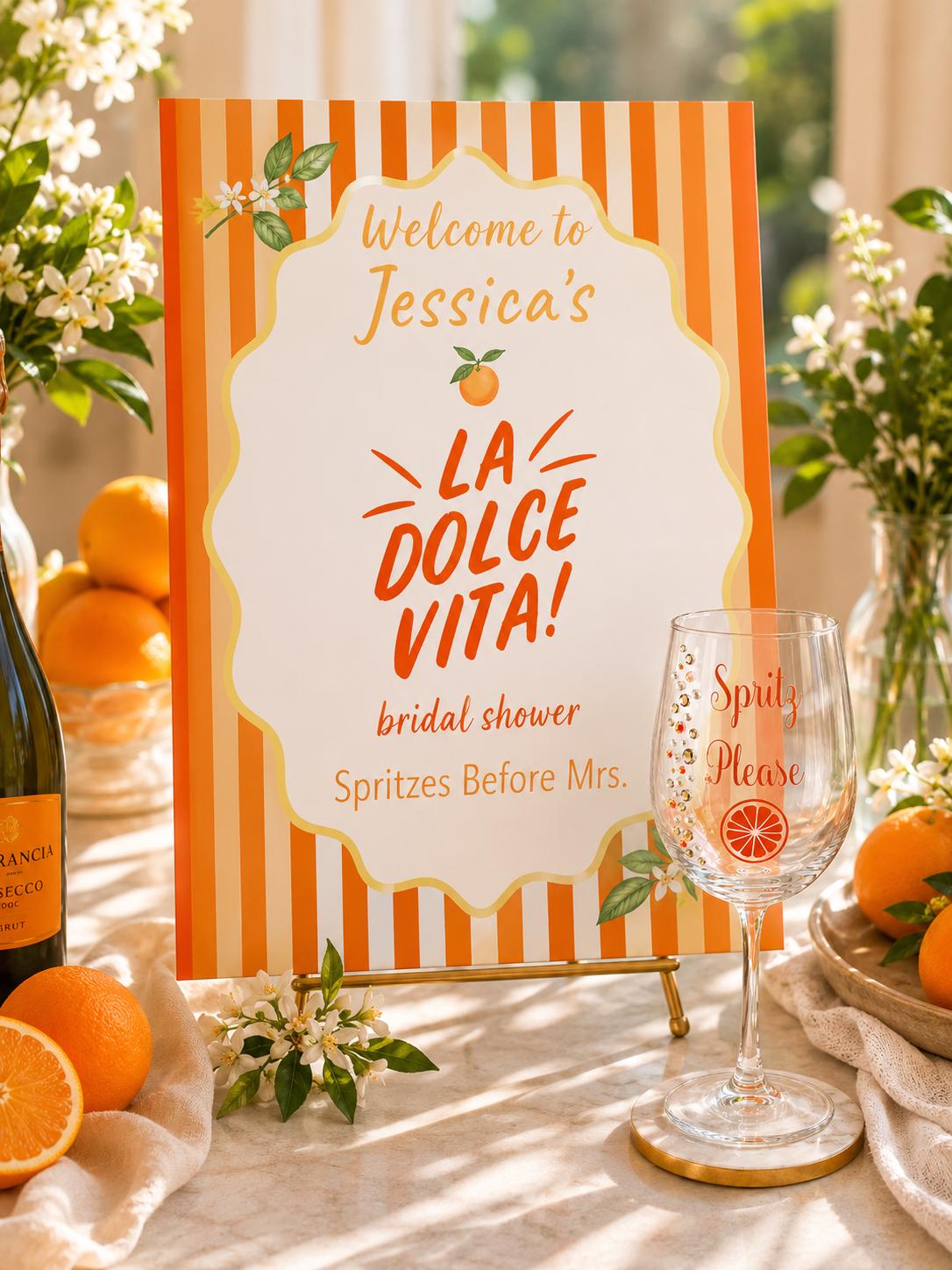 Aperol Spritz Bridal Shower Sign Cocktail Party Poster Wedding Celebration Art Bride Event Decoration Drink Themed Display Beverage Bar