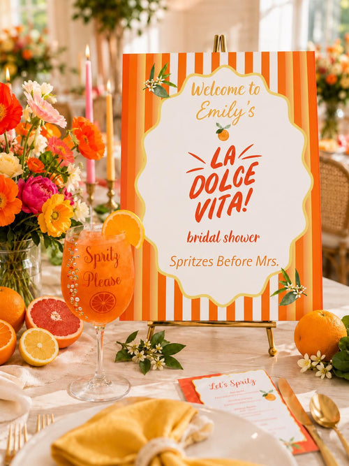 Aperol Spritz Bridal Shower Sign Cocktail Party Poster Wedding Celebration Art Bride Event Decoration Drink Themed Display Beverage Bar