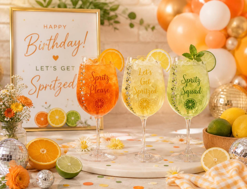 Aperol Limoncello Hugo Spritz Cocktail Glassware Summer Party Drinkware Gift Brunch Stemware Rhinestone Wine Handcrafted Spritz Please