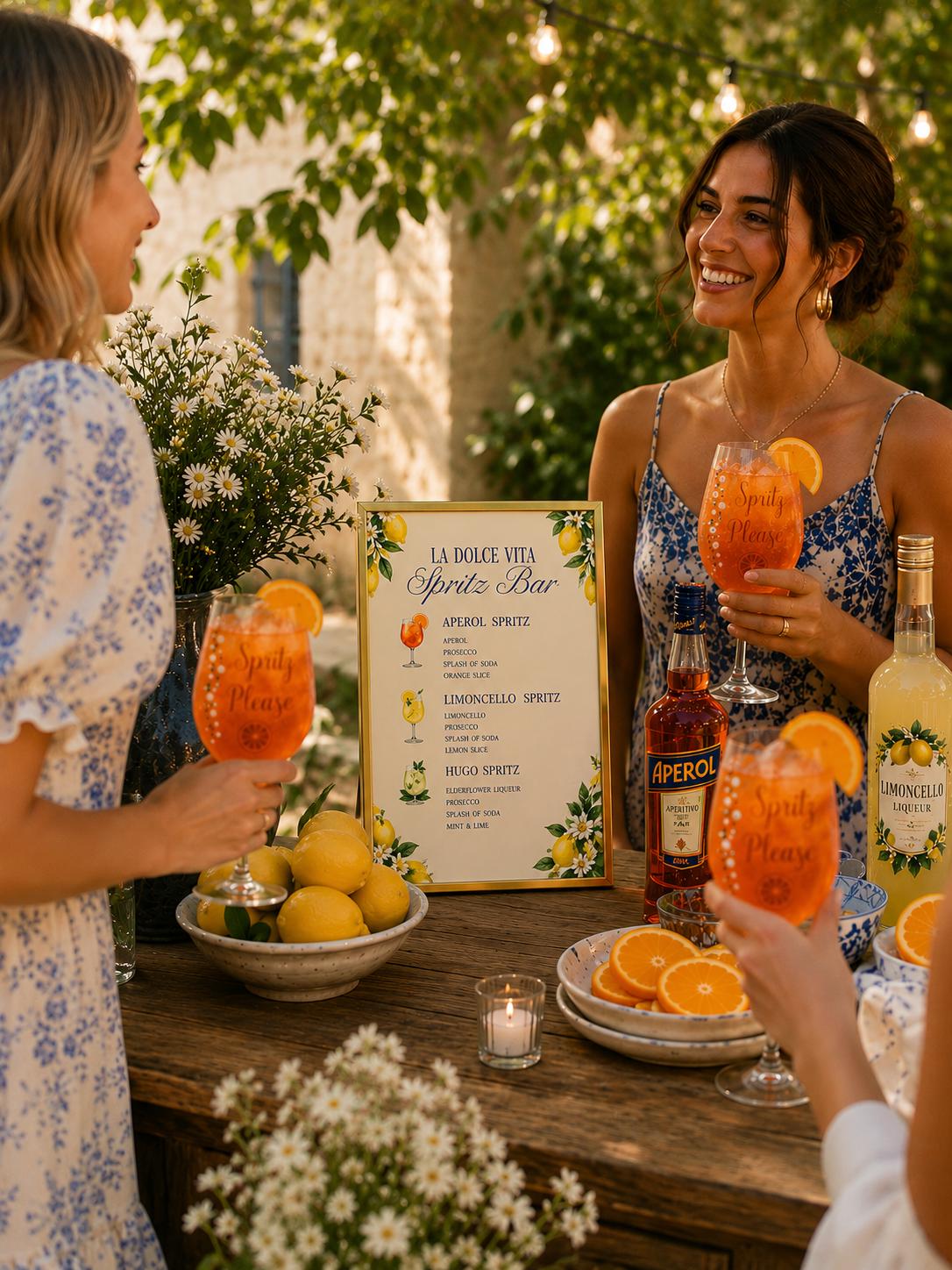 Spritz Bar Menu Sign Wedding Reception Printable Cocktail Recipe Italian Drink Bridal Shower Party Decoration Summer Event Display La Dolce