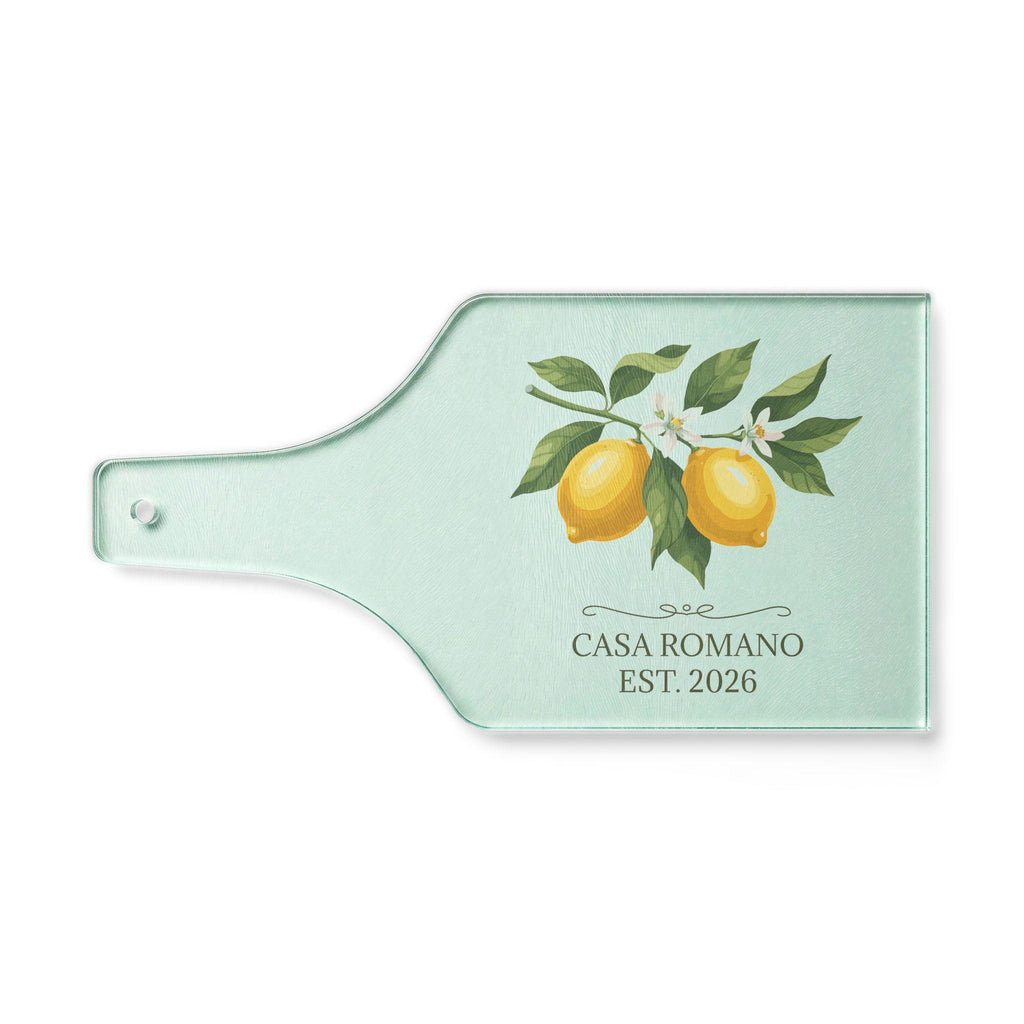 Custom Lemon Cutting Board Glass Serving Platter Cheese Paddle Tray Charcuterie Hostess Gift Housewarming Kitchen Present Wedding