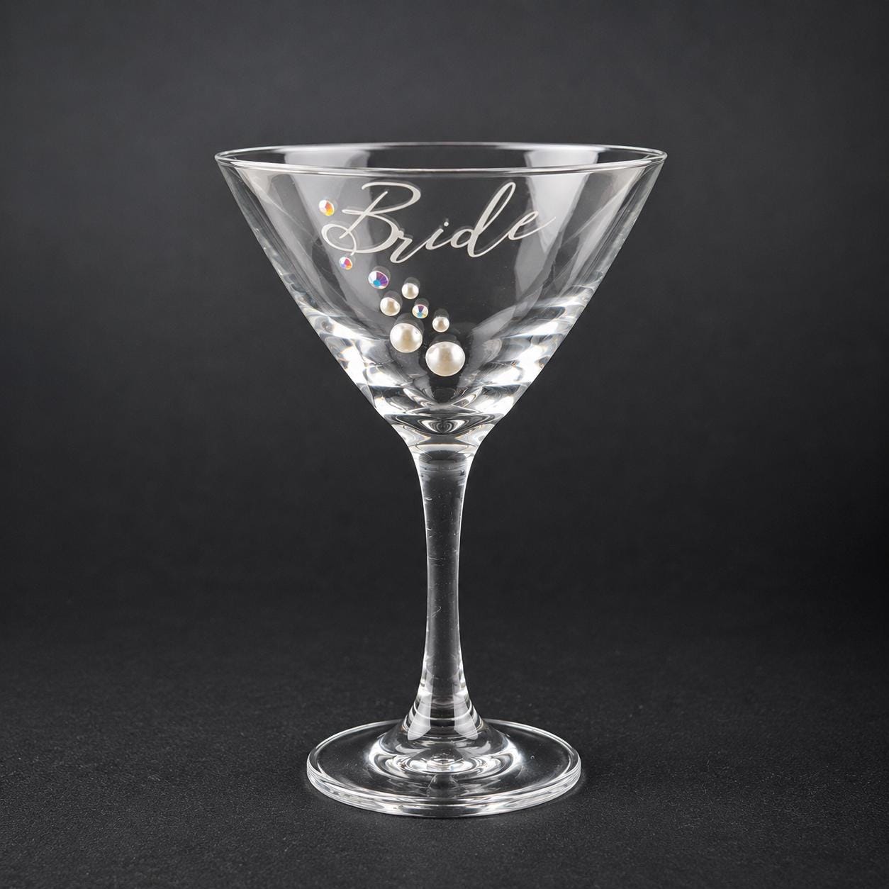 Bride Martini Glass Bridal Shower Gift Bachelorette Party Keepsake Wedding Cocktail Drinkware Engagement Celebration Stemware Rhinestone