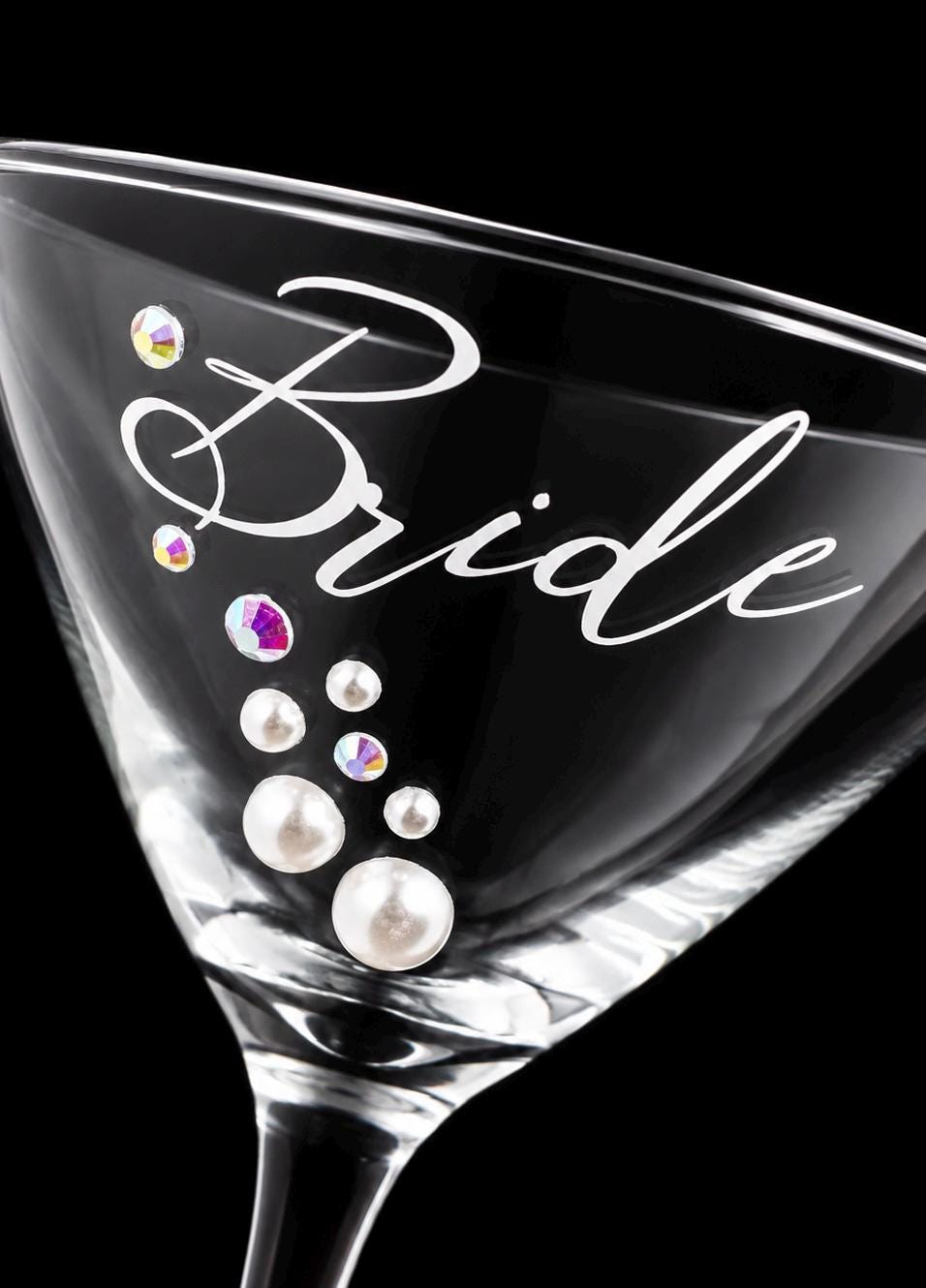 Bride Martini Glass Bridal Shower Gift Bachelorette Party Keepsake Wedding Cocktail Drinkware Engagement Celebration Stemware Rhinestone