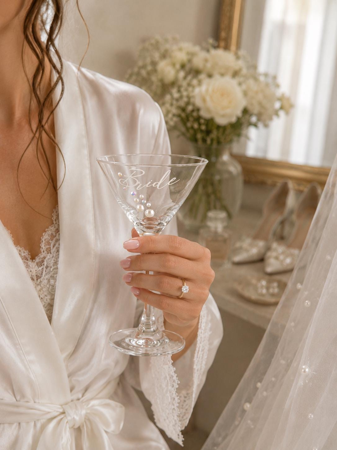 Bride Martini Glass Bridal Shower Gift Bachelorette Party Keepsake Wedding Cocktail Drinkware Engagement Celebration Stemware Rhinestone