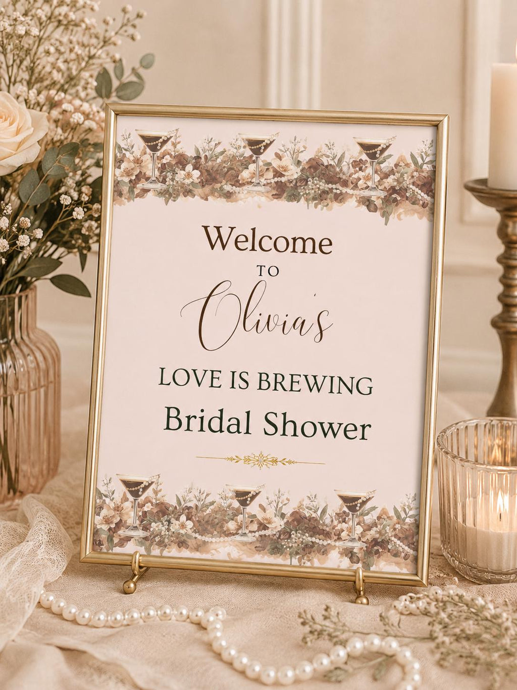 Bridal Shower Invitation Template Canva Editable Printable Welcome Sign Espresso Martini Menu Template Bundle Download Party Game Recipe