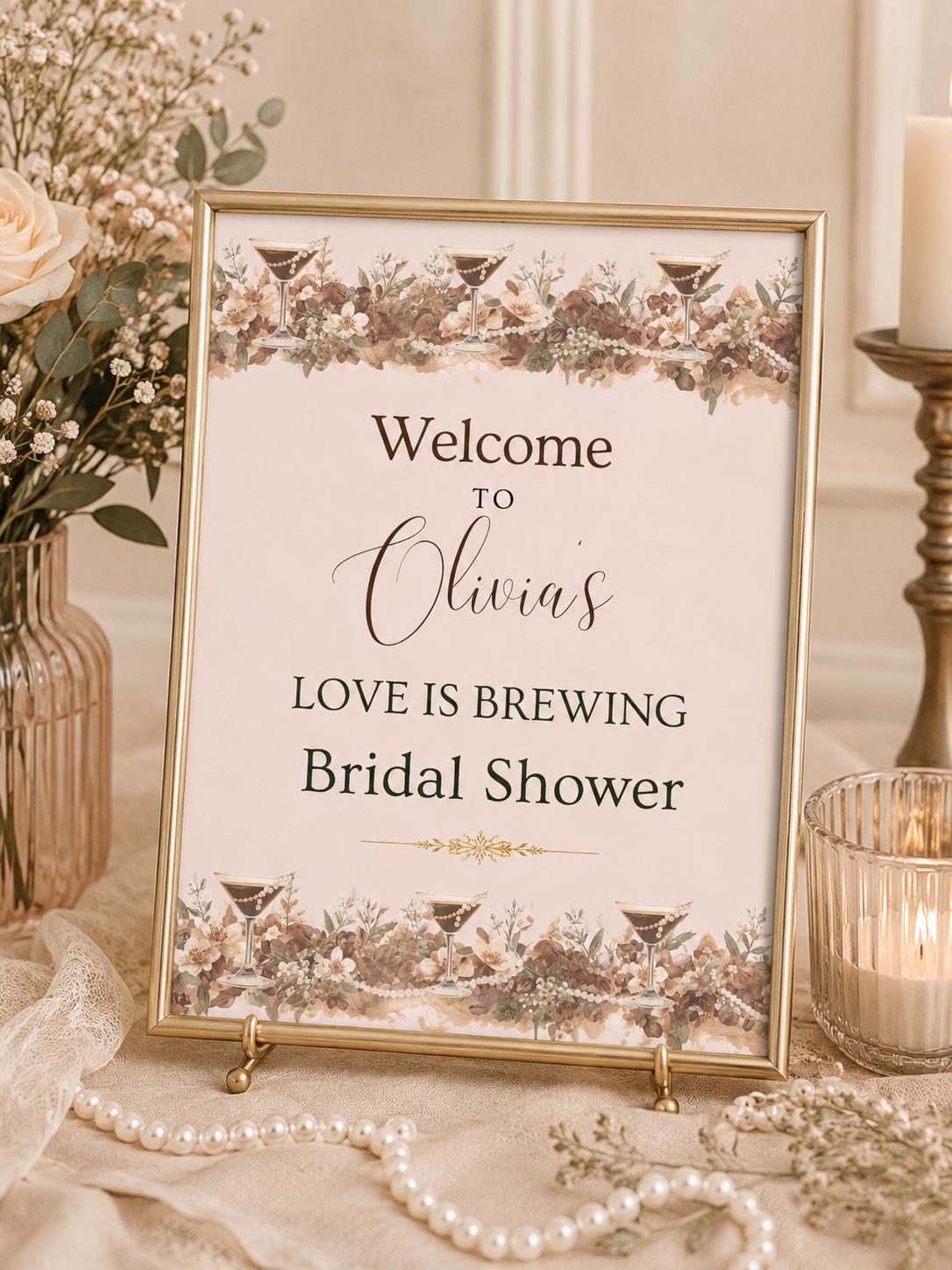 Bridal Shower Invitation Template Canva Editable Printable Welcome Sign Espresso Martini Menu Template Bundle Download Party Game Recipe