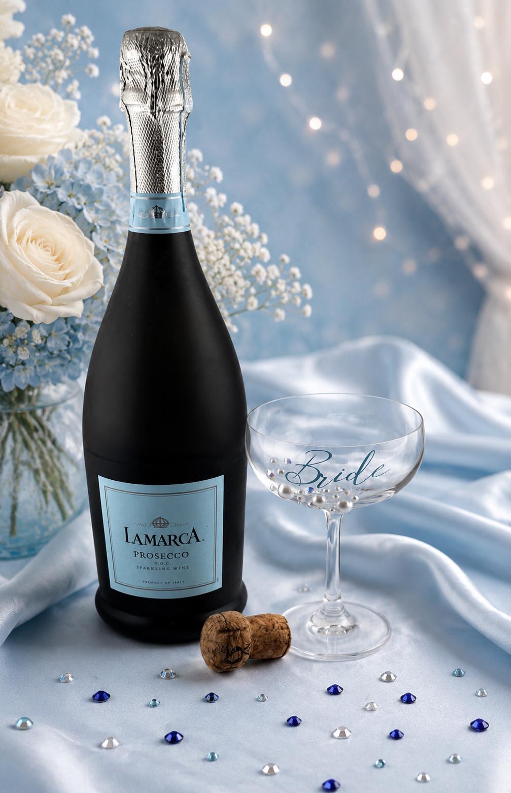 Bride Champagne Glass Wedding Gift Engagement Party Signature Drink Coupe Bridal Shower Bachelorette Keepsake Martini Pearl Rhinestone