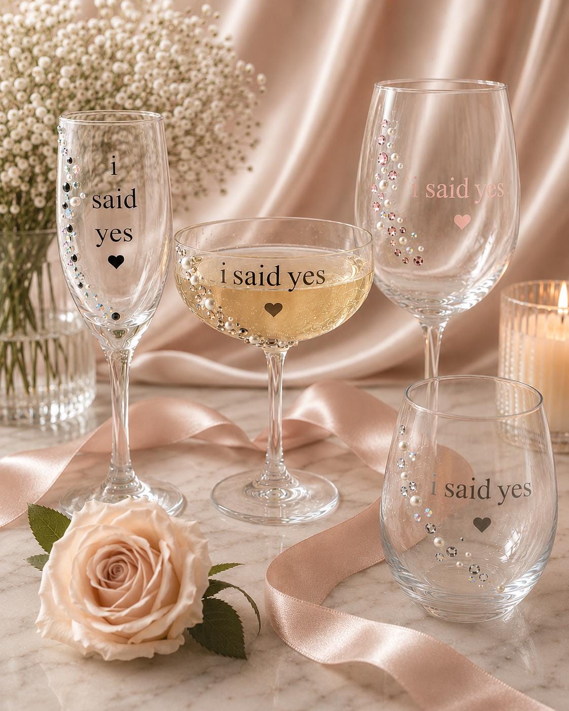 Engagement Gift Bridal Shower Gift Glam Bride Champagne Flute Future Mrs Wedding Morning Celebration Stemware Rhinestone Wine Glass Pearl