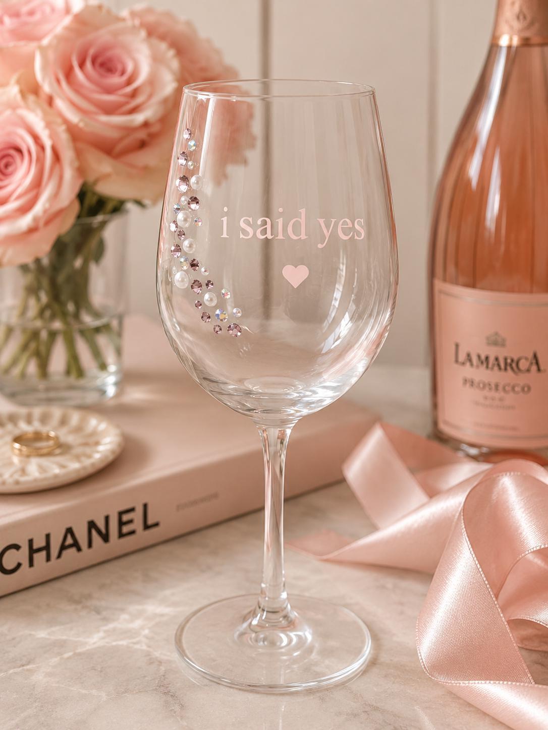 Engagement Gift Bridal Shower Gift Glam Bride Champagne Flute Future Mrs Wedding Morning Celebration Stemware Rhinestone Wine Glass Pearl