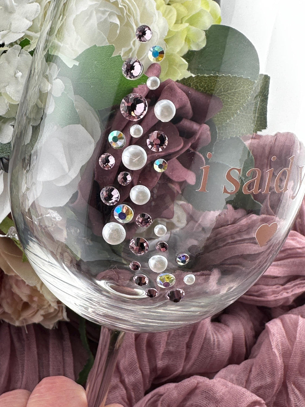 Engagement Gift Bridal Shower Gift Glam Bride Champagne Flute Future Mrs Wedding Morning Celebration Stemware Rhinestone Wine Glass Pearl