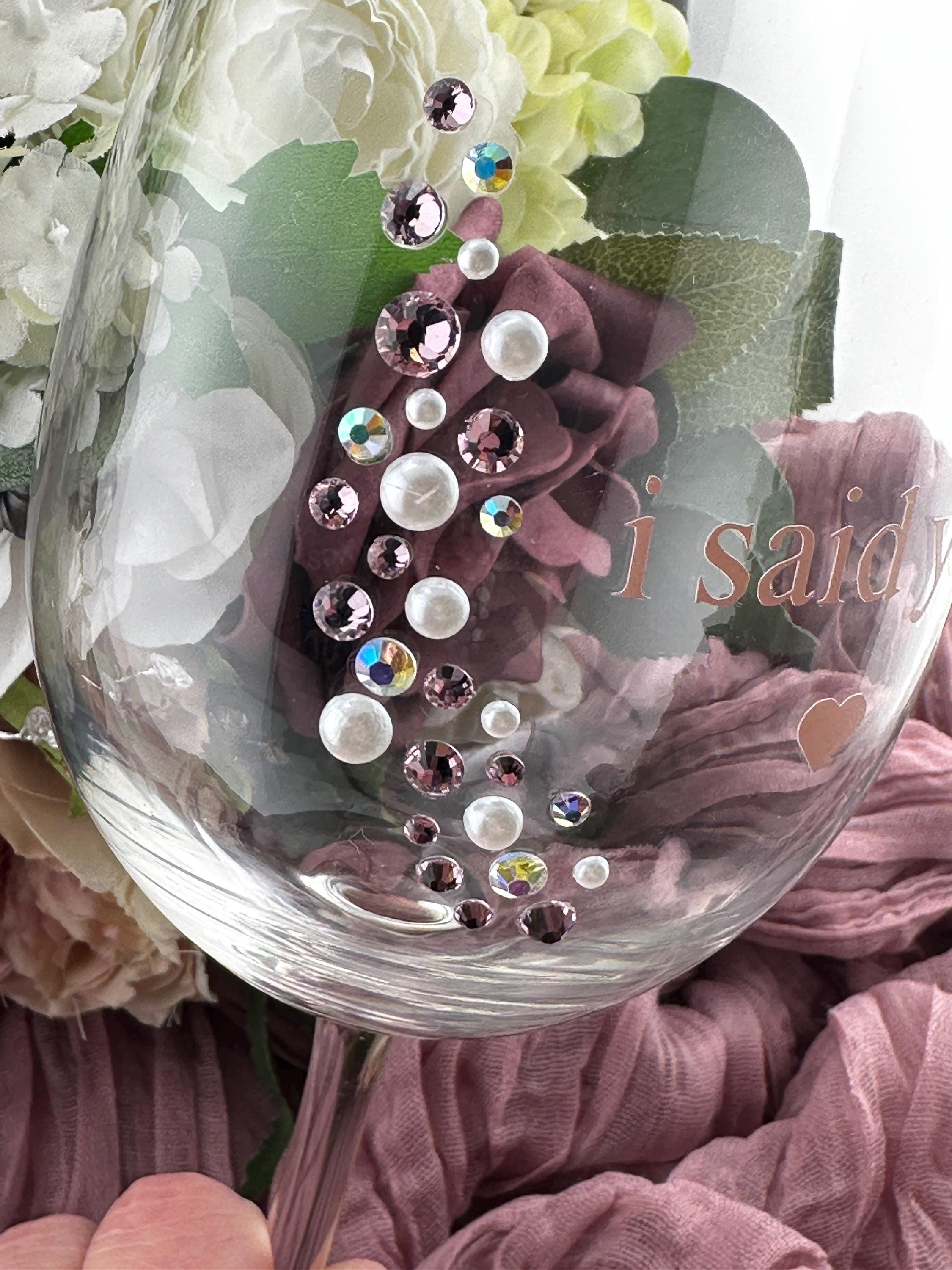 Engagement Gift Bridal Shower Gift Glam Bride Champagne Flute Future Mrs Wedding Morning Celebration Stemware Rhinestone Wine Glass Pearl