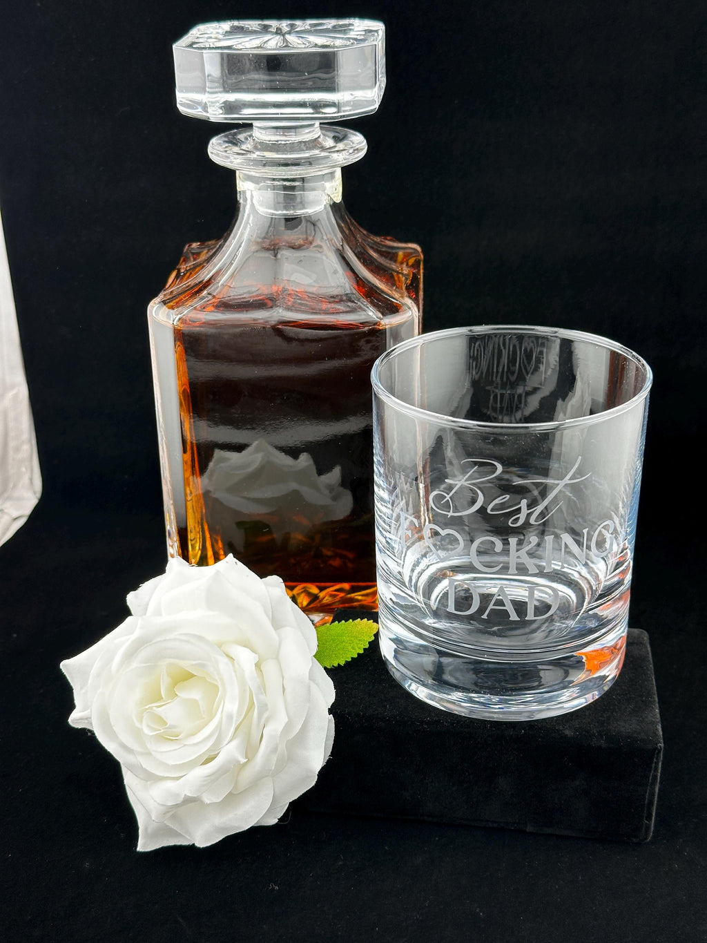 Funny Dad Gift Etched Whiskey Glass Bourbon Tumbler Father Bride Groom Parent Wedding Celebration Drinkware Men Personalized Scotch Lover