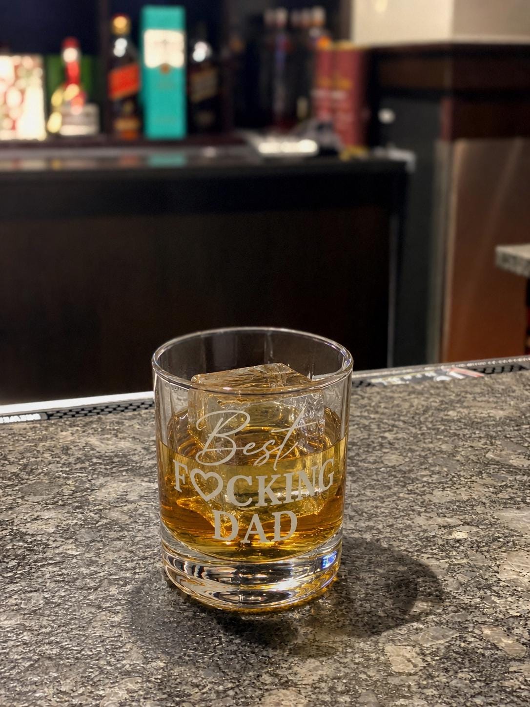 Funny Dad Gift Etched Whiskey Glass Bourbon Tumbler Father Bride Groom Parent Wedding Celebration Drinkware Men Personalized Scotch Lover