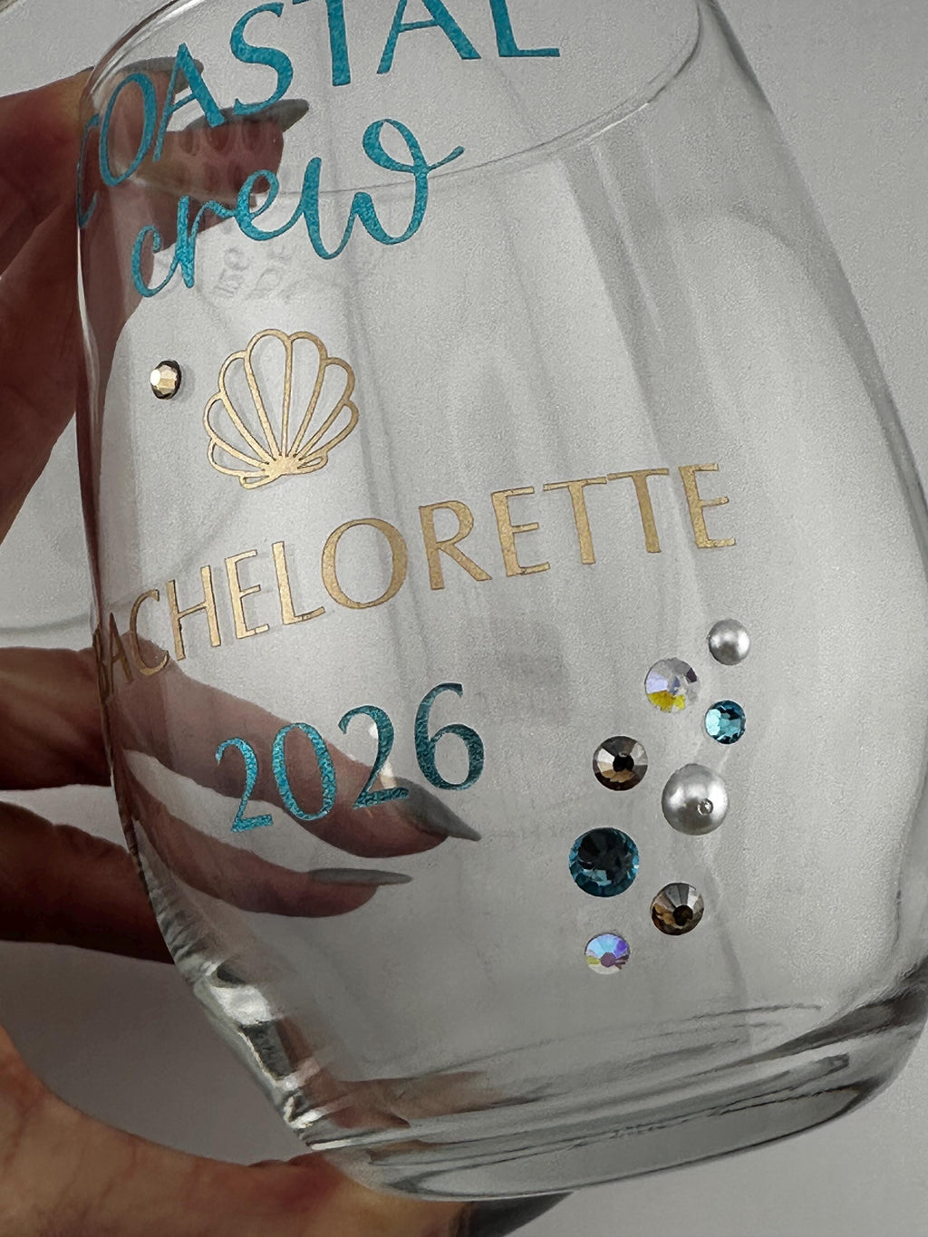 Coastal Bachelorette Wine Glass Bride Crew Beach Bach Glasses Last Toast Coast Celebration Bridesmaid Gift Stemware Nautical Wedding