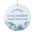 Custom Daughter In Law Gift Idea DIL Hanging Disk Keepsake Heirloom Memory Cherished Traditional Design Hydrangea Ornament Ceramic Round