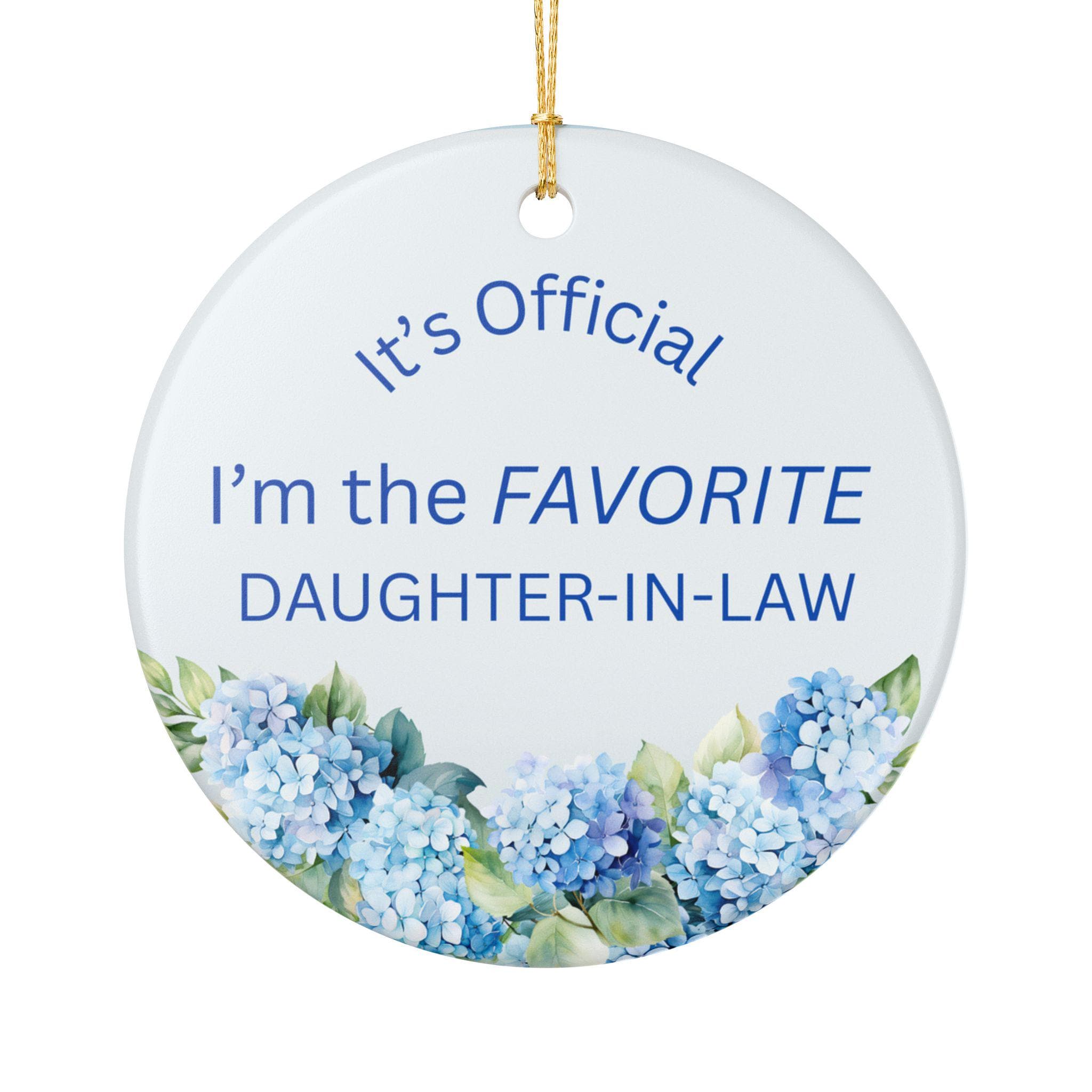 Custom Daughter In Law Gift Idea DIL Hanging Disk Keepsake Heirloom Memory Cherished Traditional Design Hydrangea Ornament Ceramic Round