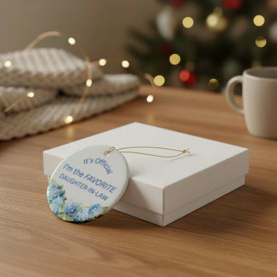 Custom Daughter In Law Gift Idea DIL Hanging Disk Keepsake Heirloom Memory Cherished Traditional Design Hydrangea Ornament Ceramic Round