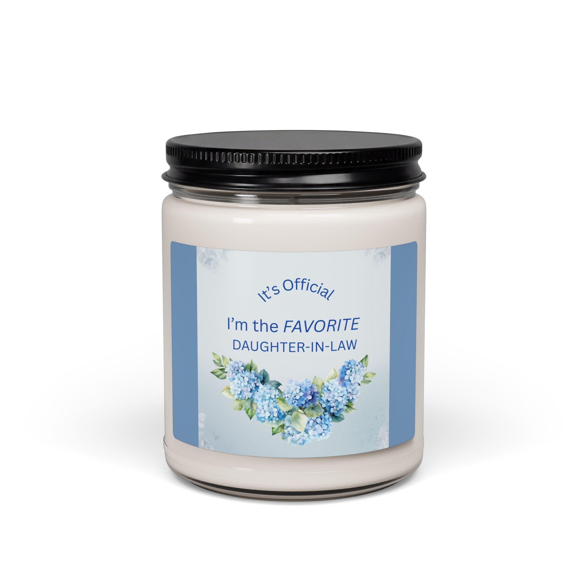 Favorite Daughter In Law Gift Idea Soy Candle DIL Present Appreciation Scented Jar Glass Home Fragrance Vegan Wax Clean Floral Hydrangea