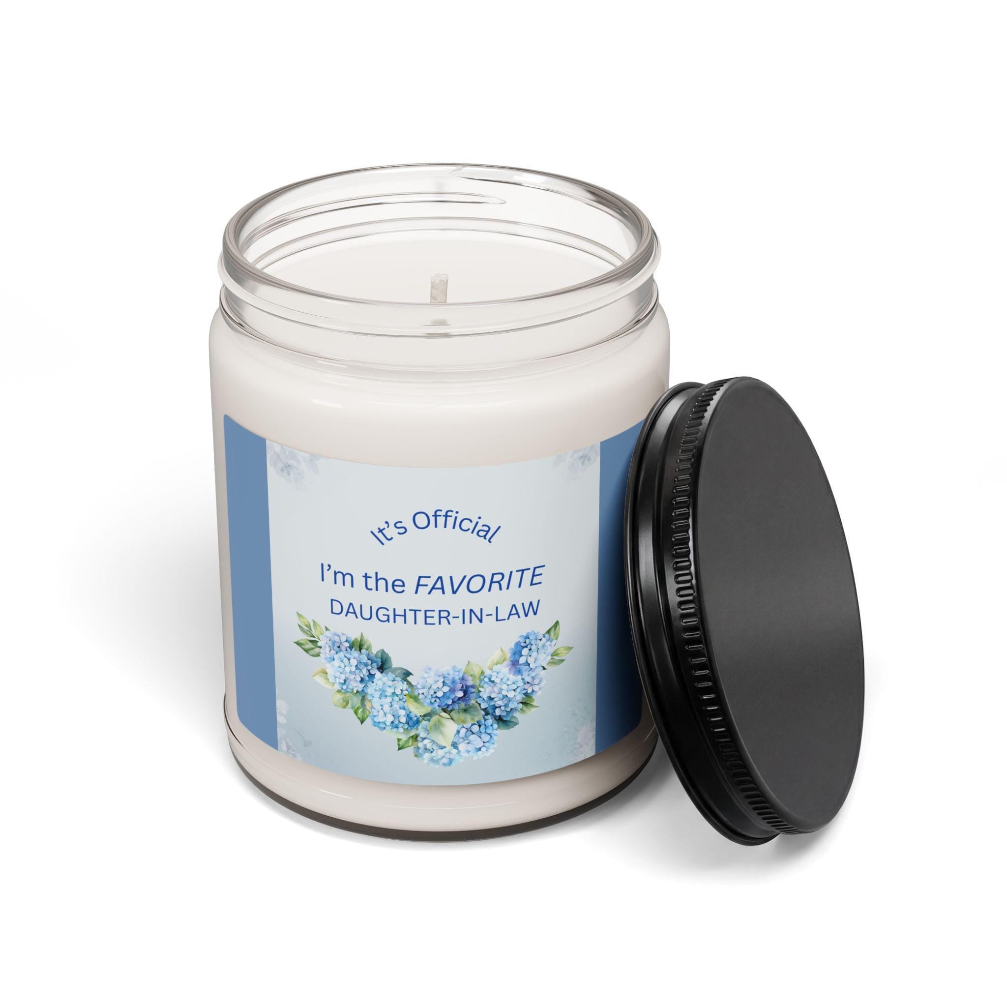 Favorite Daughter In Law Gift Idea Soy Candle DIL Present Appreciation Scented Jar Glass Home Fragrance Vegan Wax Clean Floral Hydrangea