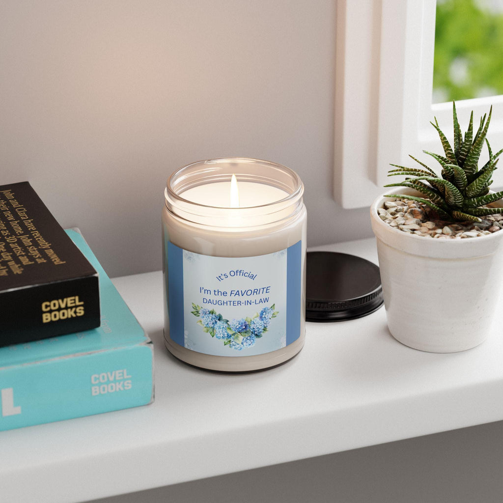 Favorite Daughter In Law Gift Idea Soy Candle DIL Present Appreciation Scented Jar Glass Home Fragrance Vegan Wax Clean Floral Hydrangea