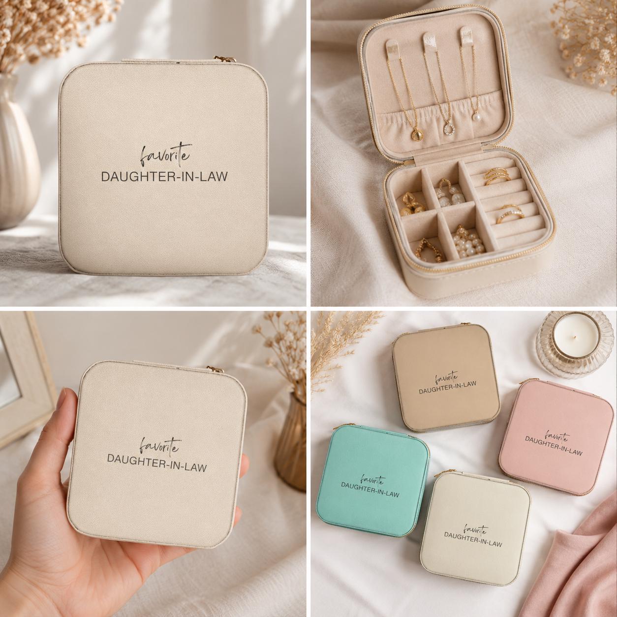 Travel Jewelry Case Compact Storage Organizer Portable Zippered Holder Small Leather Pouch Mini Accessory Box Daughter Law Gift Woman Trip