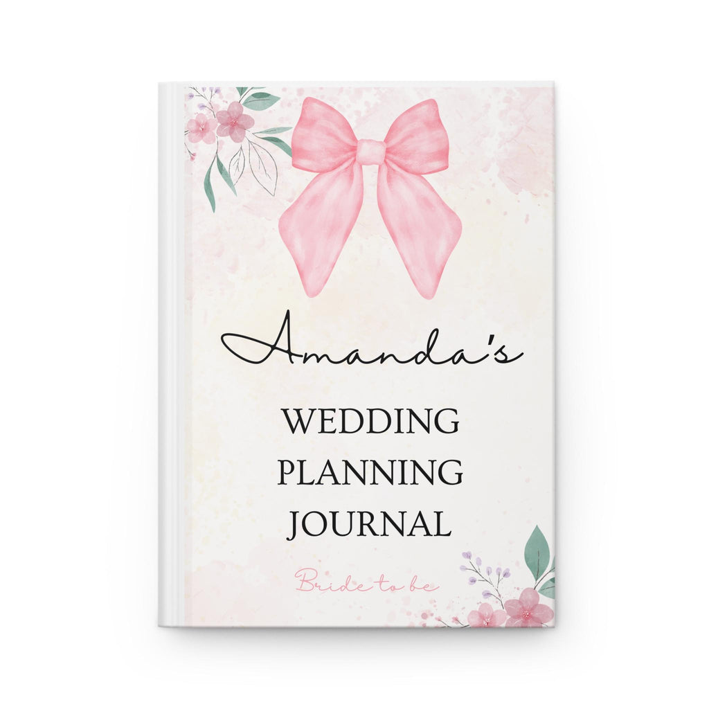 Hardcover Custom Journal Bride to be Matte Lined Writing Notebook Personalized Diary Daily Planner Book Shower Gift coquette bows