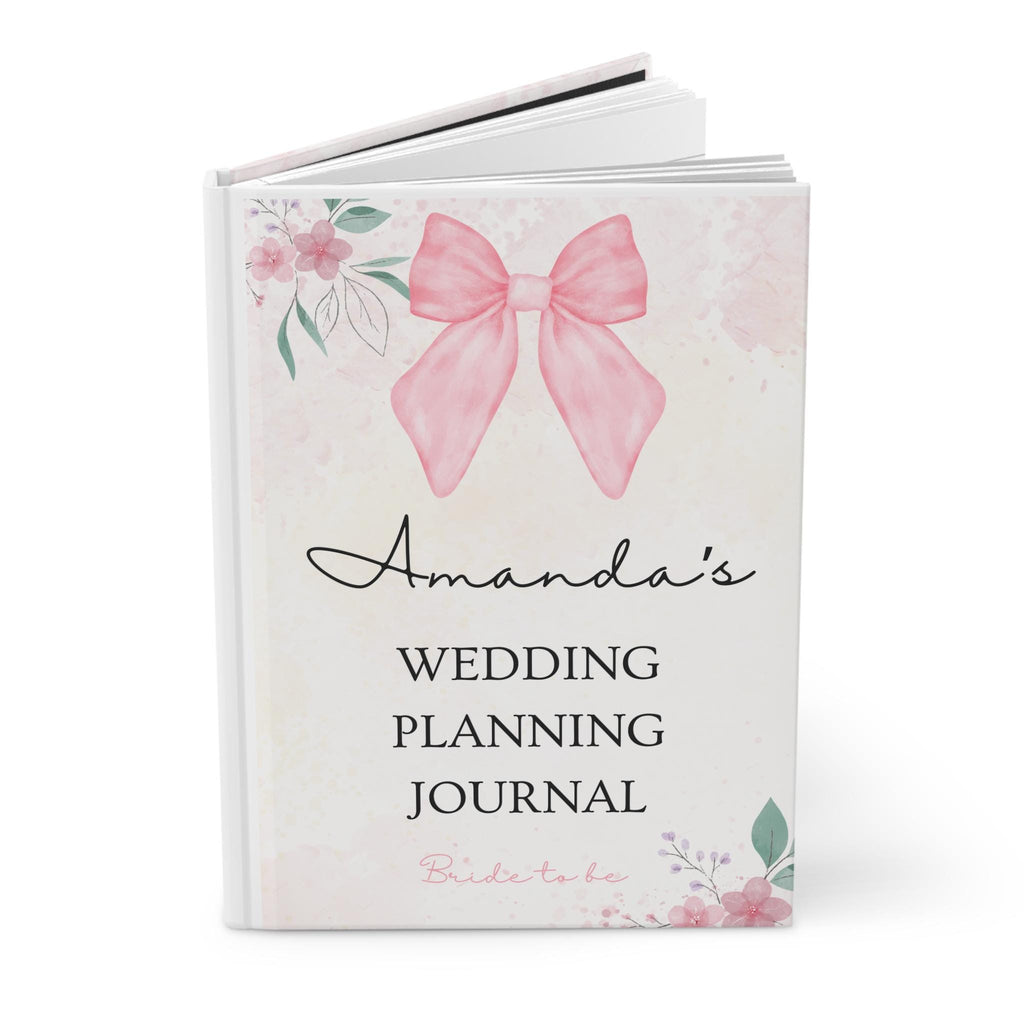 Hardcover Custom Journal Bride to be Matte Lined Writing Notebook Personalized Diary Daily Planner Book Shower Gift coquette bows