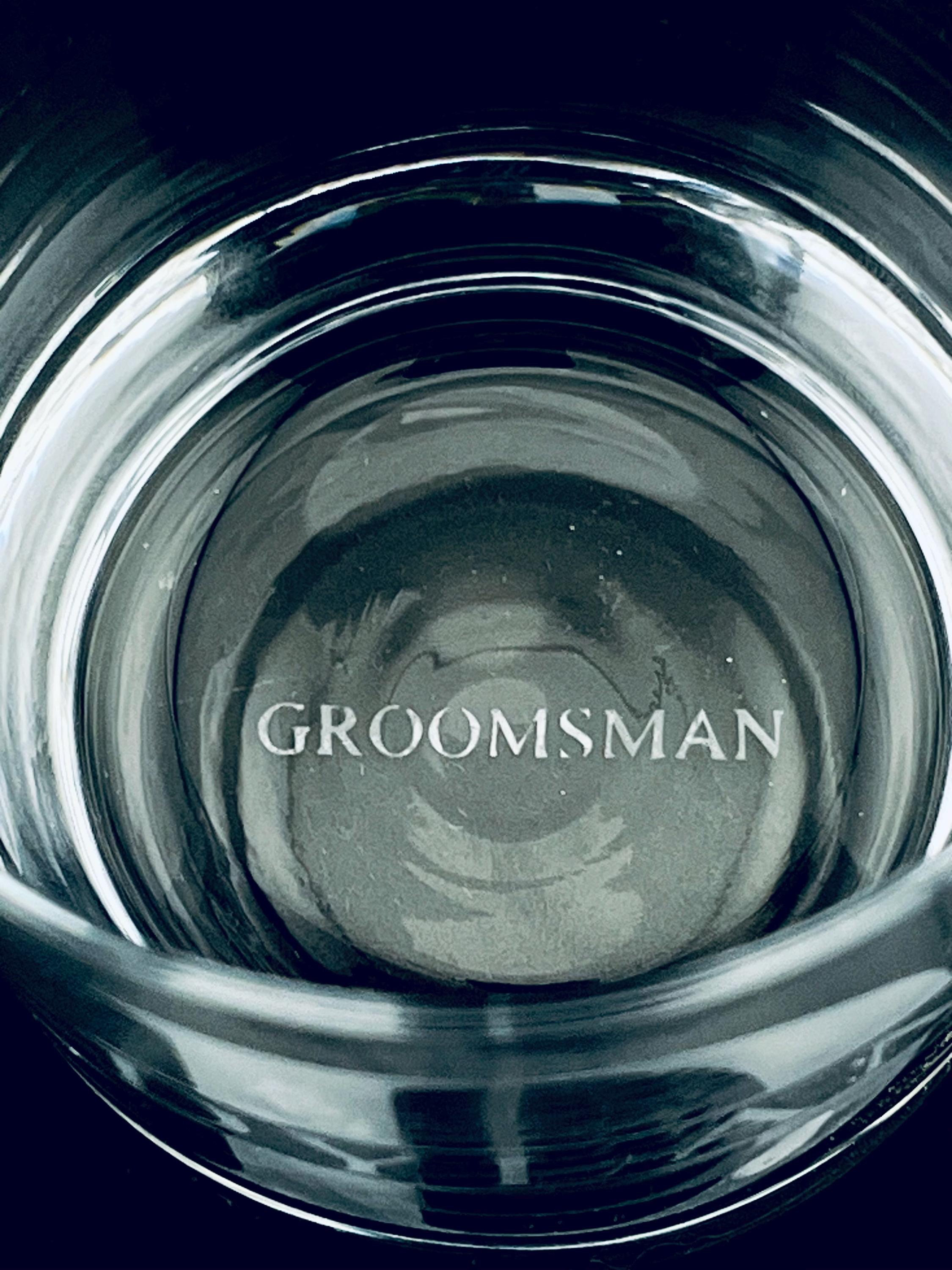 Groomsman Whiskey Glass Etched Rocks Personalized Best Man Gift Custom Groom Wedding Party Favor Engraved Initial Name Monogram Bourbon