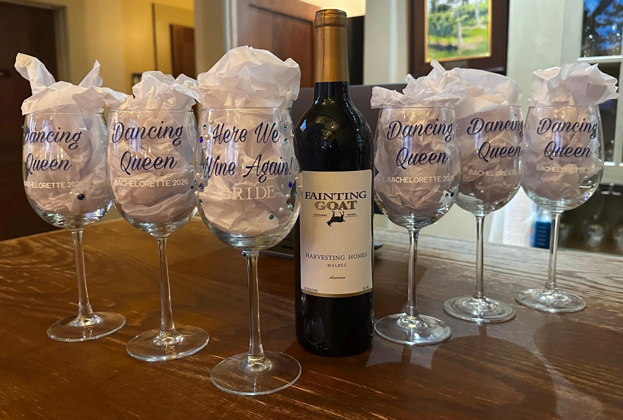 Mamma Mia Bach Party Favor Gift Set Bride Wine Glass Dancing Queen Bachelorette Celebration Bridesmaid Present Winery