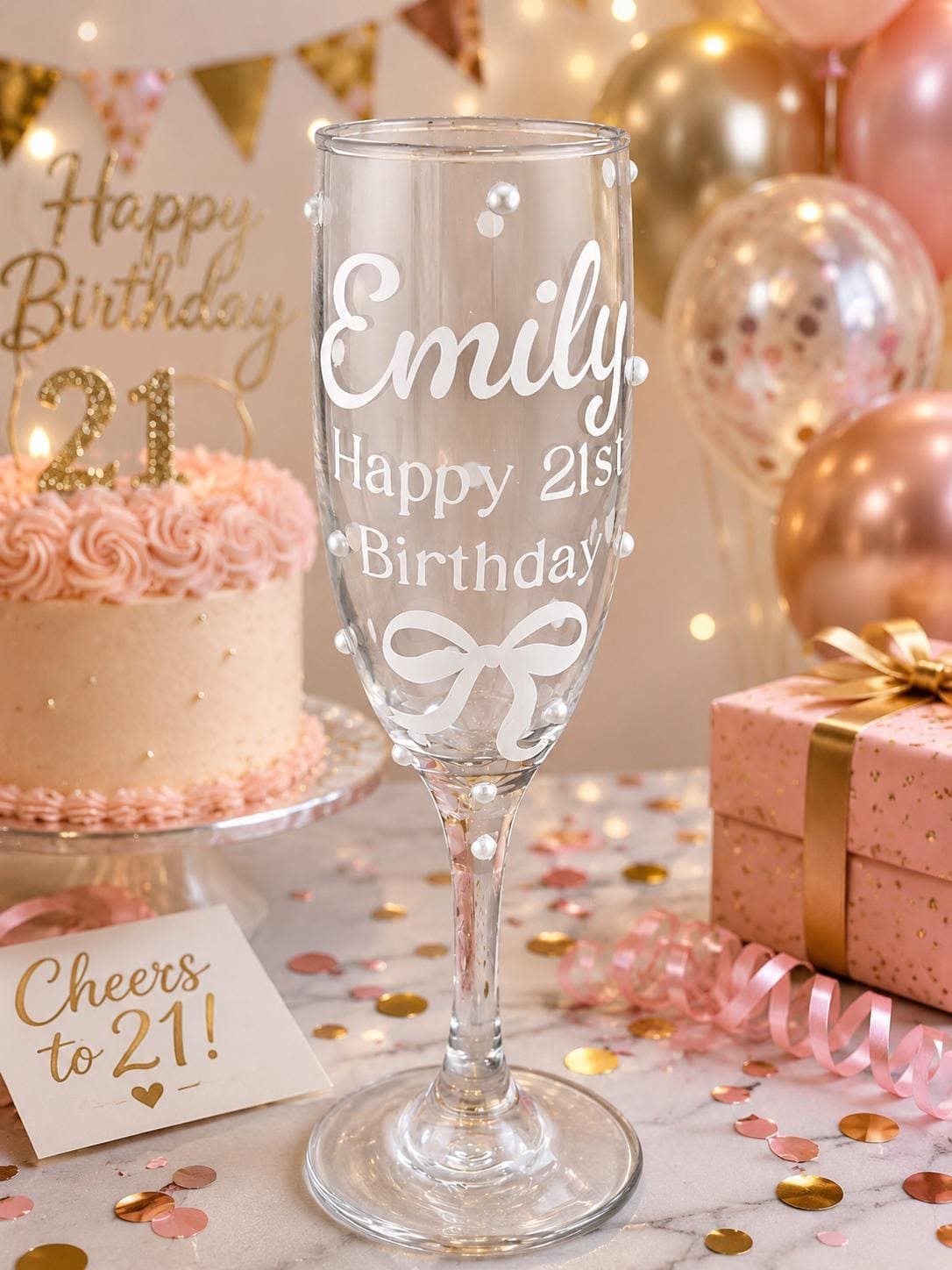 Custom Champagne Flute Personalized Birthday Gift Under 20 Milestone Celebration Stemware Engraved 21st Prosecco Glass Unique Wine