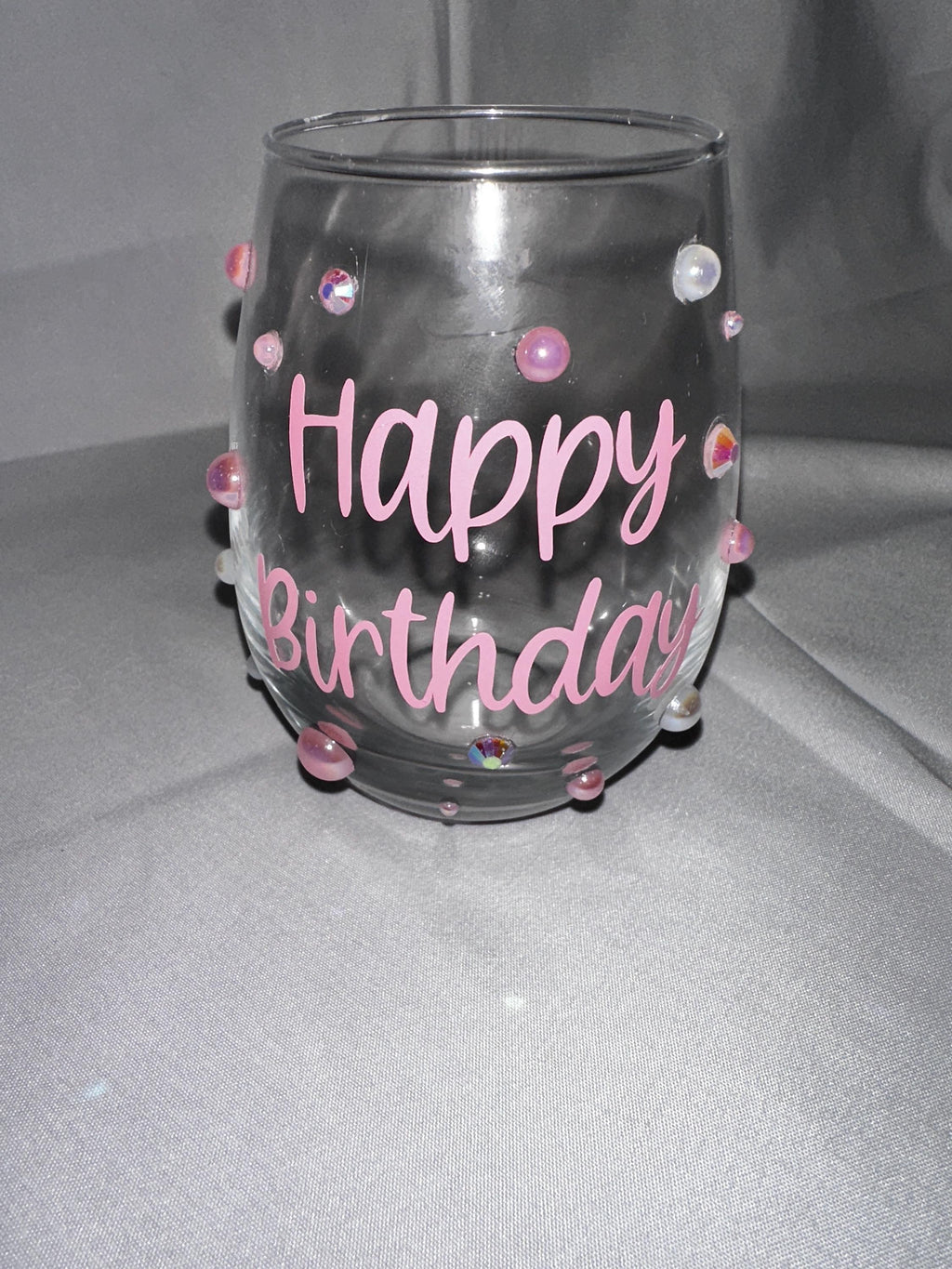 Sparkly Wine Glass Rhinestone Stemless Birthday Celebration Gift Her Milestone Occasion Present Handcrafted Decorative Stemware Bling Party