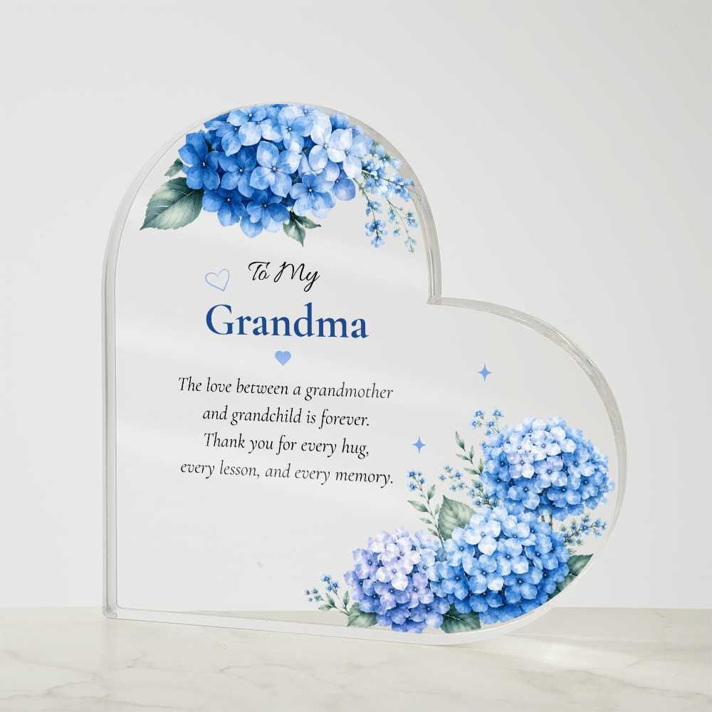 Grandma Acrylic Heart Plaque Gift for Grandma from Grandchild Blue Hydrangea Keepsake Personalized Grandma Gift Mother's Day Grandmother