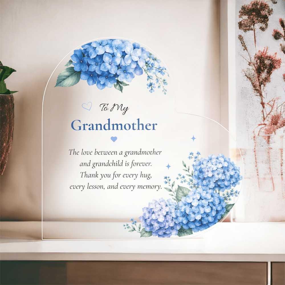 Grandmother Acrylic Heart Plaque Gift for Grandmother from Grandchild Blue Hydrangea Keepsake Personalized Grandmother Gift Mother's Day