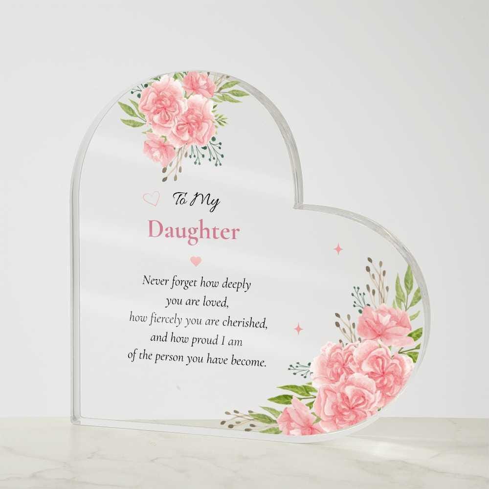 Daughter Gift Mom Acrylic Plaque Birthday Keepsake Present Meaningful Mother Token Christmas Ornament Floral Heart