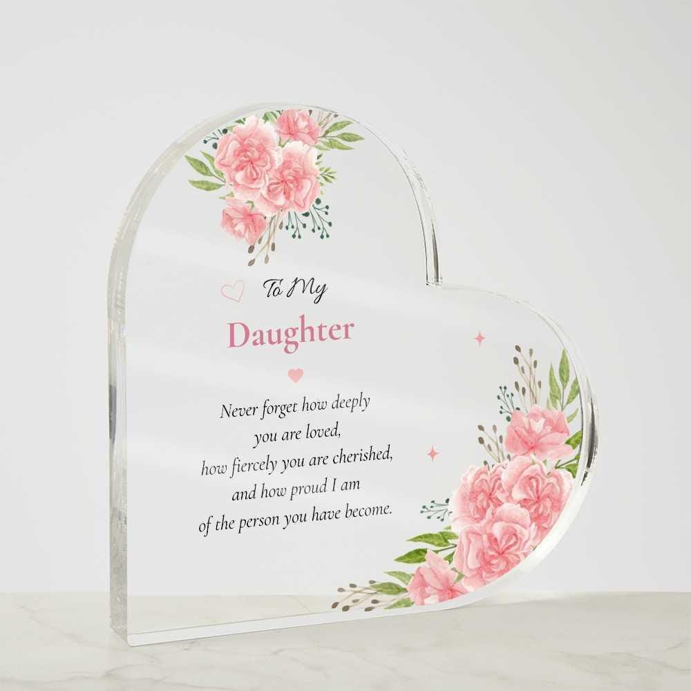 Daughter Gift Mom Acrylic Plaque Birthday Keepsake Present Meaningful Mother Token Christmas Ornament Floral Heart