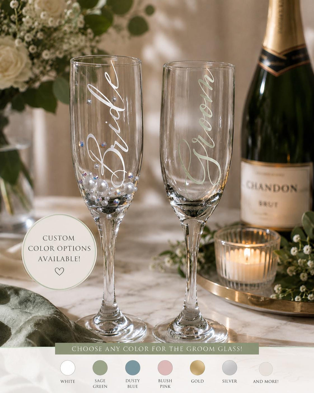 Wedding Toast Glass Set Bride Groom Glass set Engagement Gifts Couple Toasting Glasses Newlywed Champagne Flute Prosecco Goblet Reception