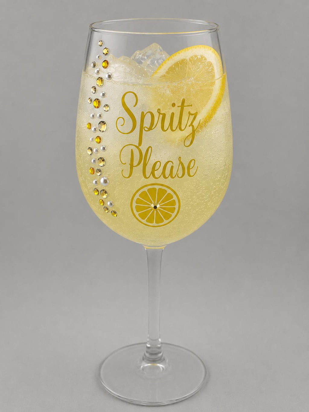 Aperol Limoncello Hugo Spritz Cocktail Glassware Summer Party Drinkware Gift Brunch Stemware Rhinestone Wine Handcrafted Spritz Please